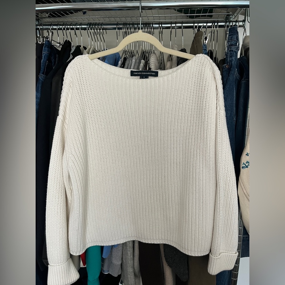 100% Cotton White Knit Sweater